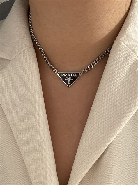 necklace prada|prada symbol necklace.